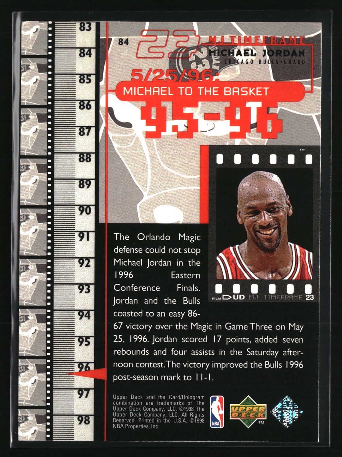 Michael Jordan 1998 Upper Deck Michael Jordan Living Legend #84