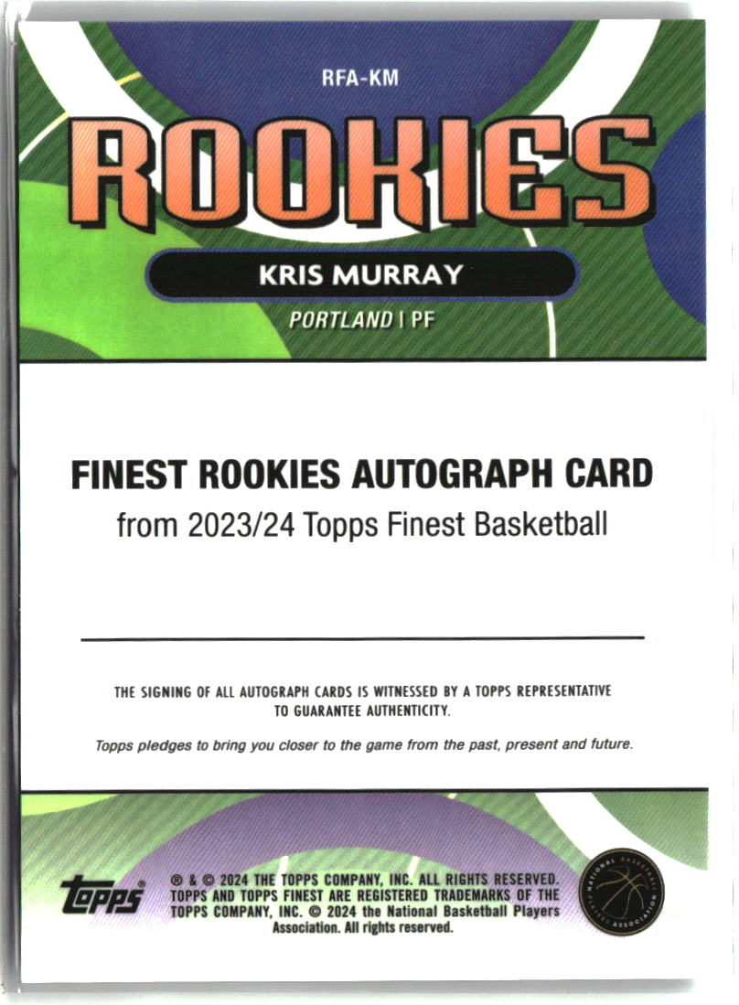 Kris Murray 2023-24 Finest Rookie Finest Autographs #RFA-KM