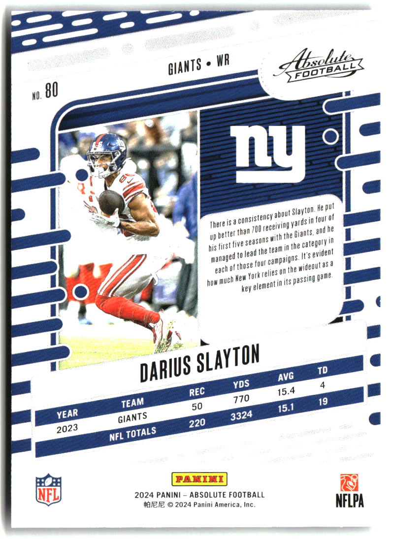 Darius Slayton 2024 Panini Absolute Blue #80
