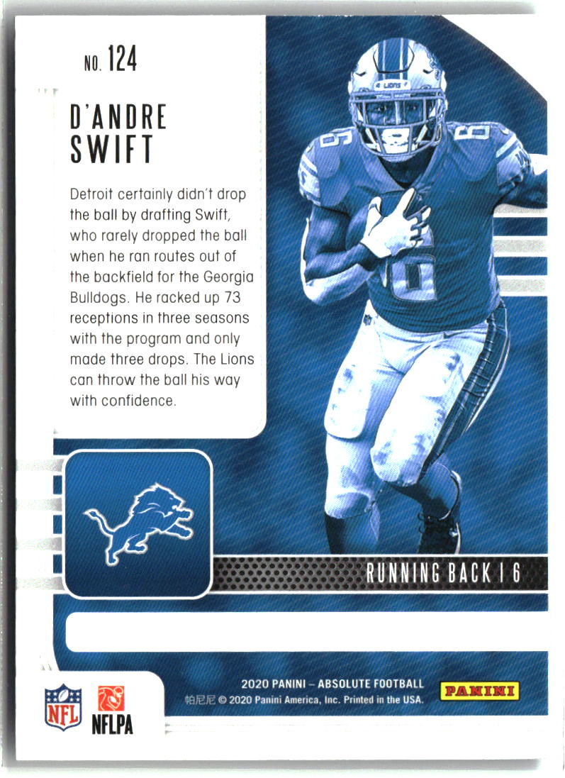 D'Andre Swift 2020 Panini Absolute Retail #124