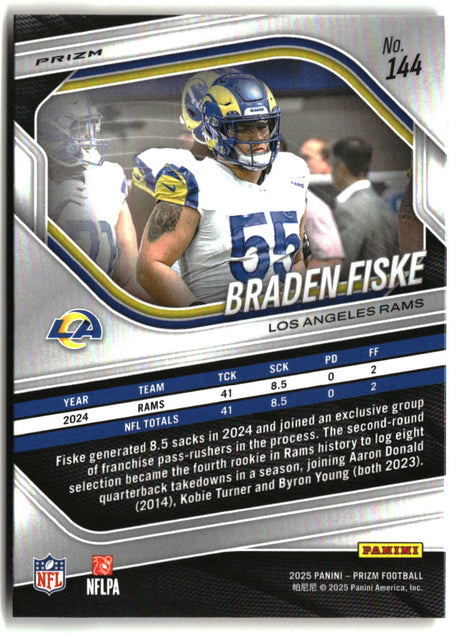Braden Fiske 2025 Panini Prizm Orange Ice #144