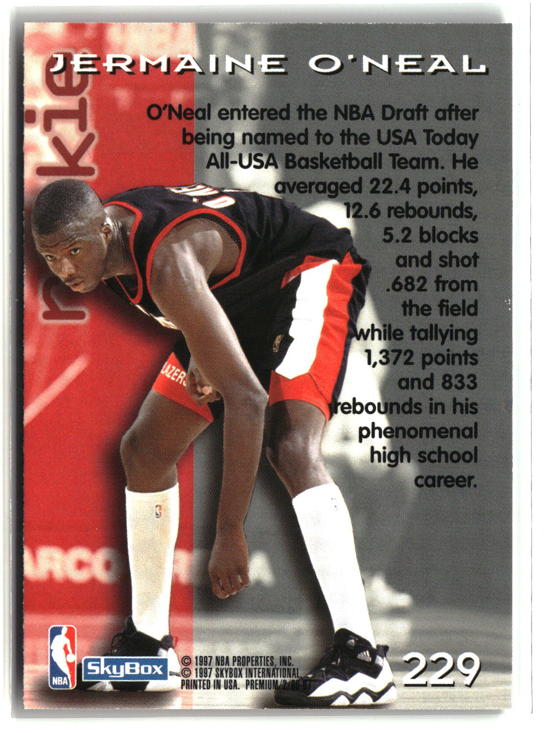 Jermaine O'Neal 1996-97 SkyBox Premium #229