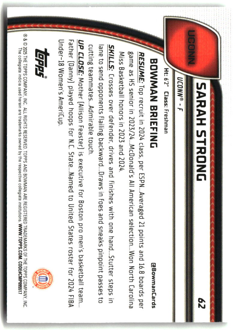 Sarah Strong 2024-25 Bowman University Chrome #62