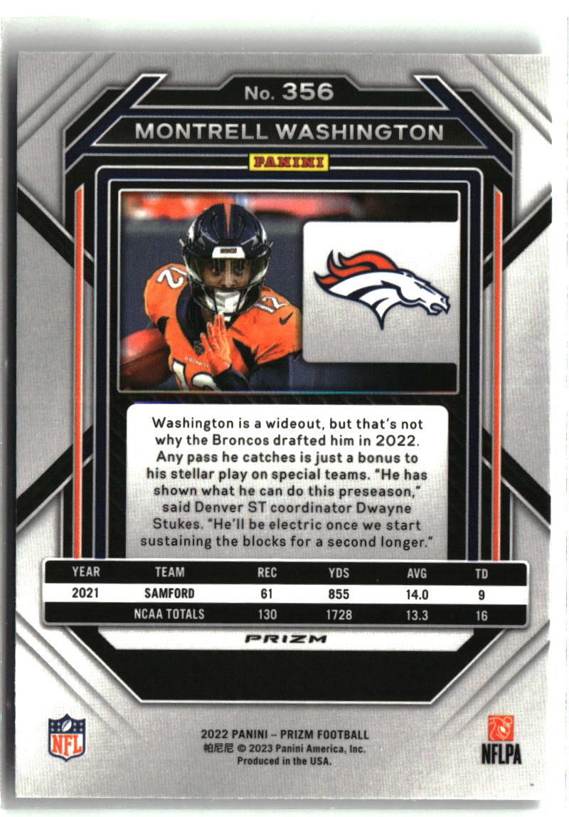 Montrell Washington 2022 Panini Prizm Silver #356