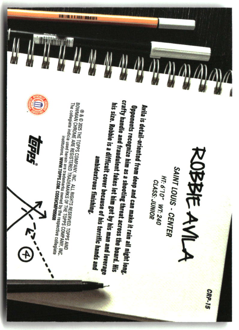Robbie Avila 2024-25 Bowman University Chrome College Rule Playbook #CRP-15