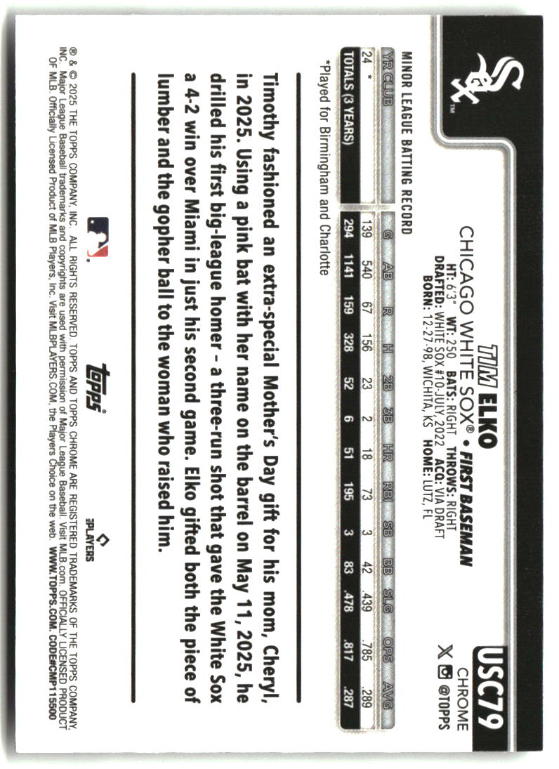 Tim Elko 2025 Topps Chrome Update #USC79