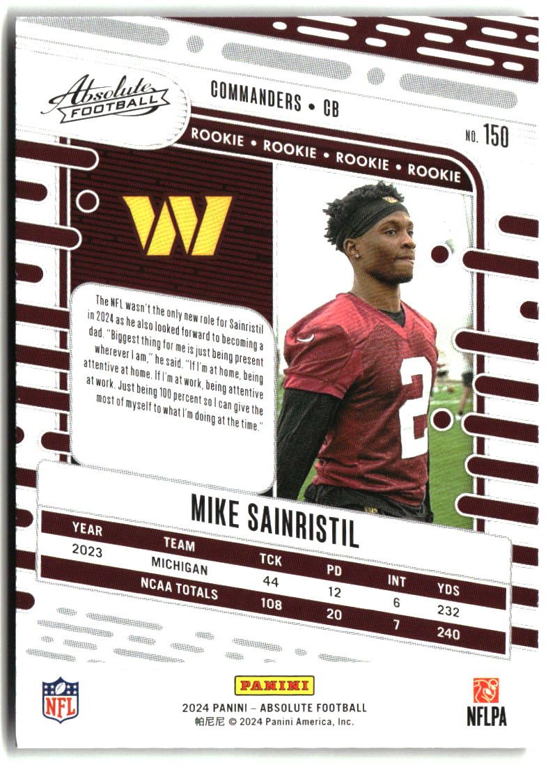 Mike Sainristil 2024 Panini Absolute Retail #150