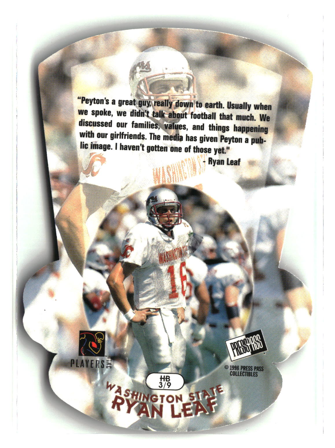 Ryan Leaf 1998 Press Pass Head Butt Die Cuts #HB3