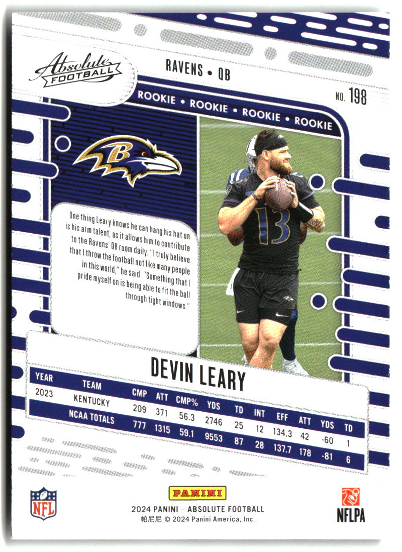 Devin Leary 2024 Panini Absolute Retail #198