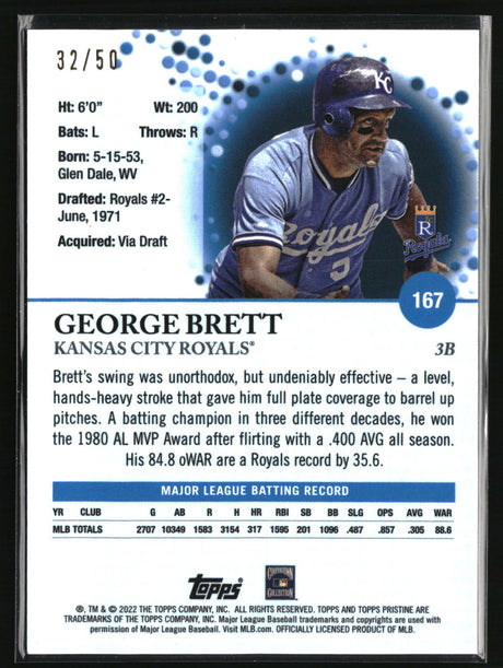 George Brett 2022 Topps Pristine Pristine Gold Refractor #167 #/50