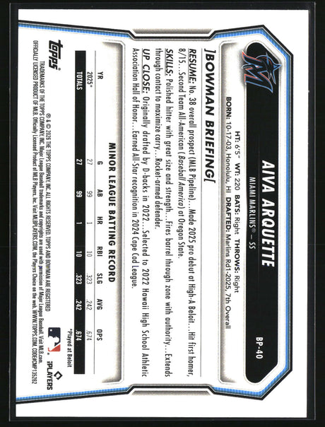 Aiva Arquette 2026 Bowman Prospects #BP-40