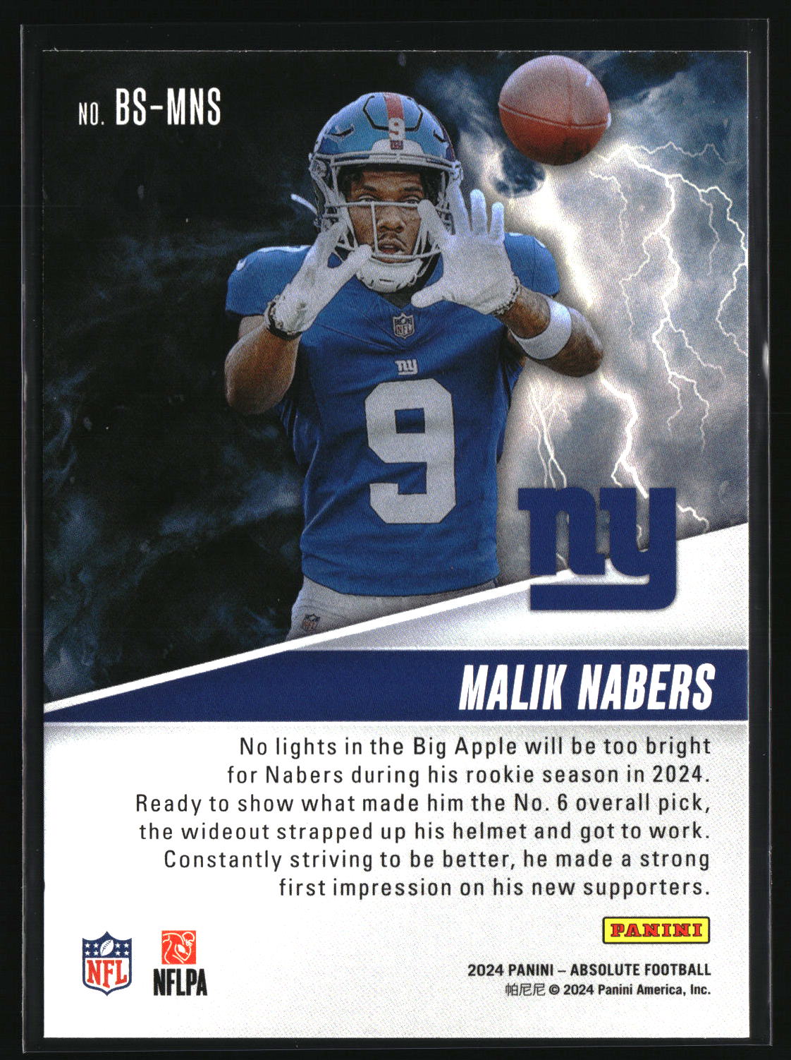 Malik Nabers 2024 Panini Absolute By Storm #BS-MNS