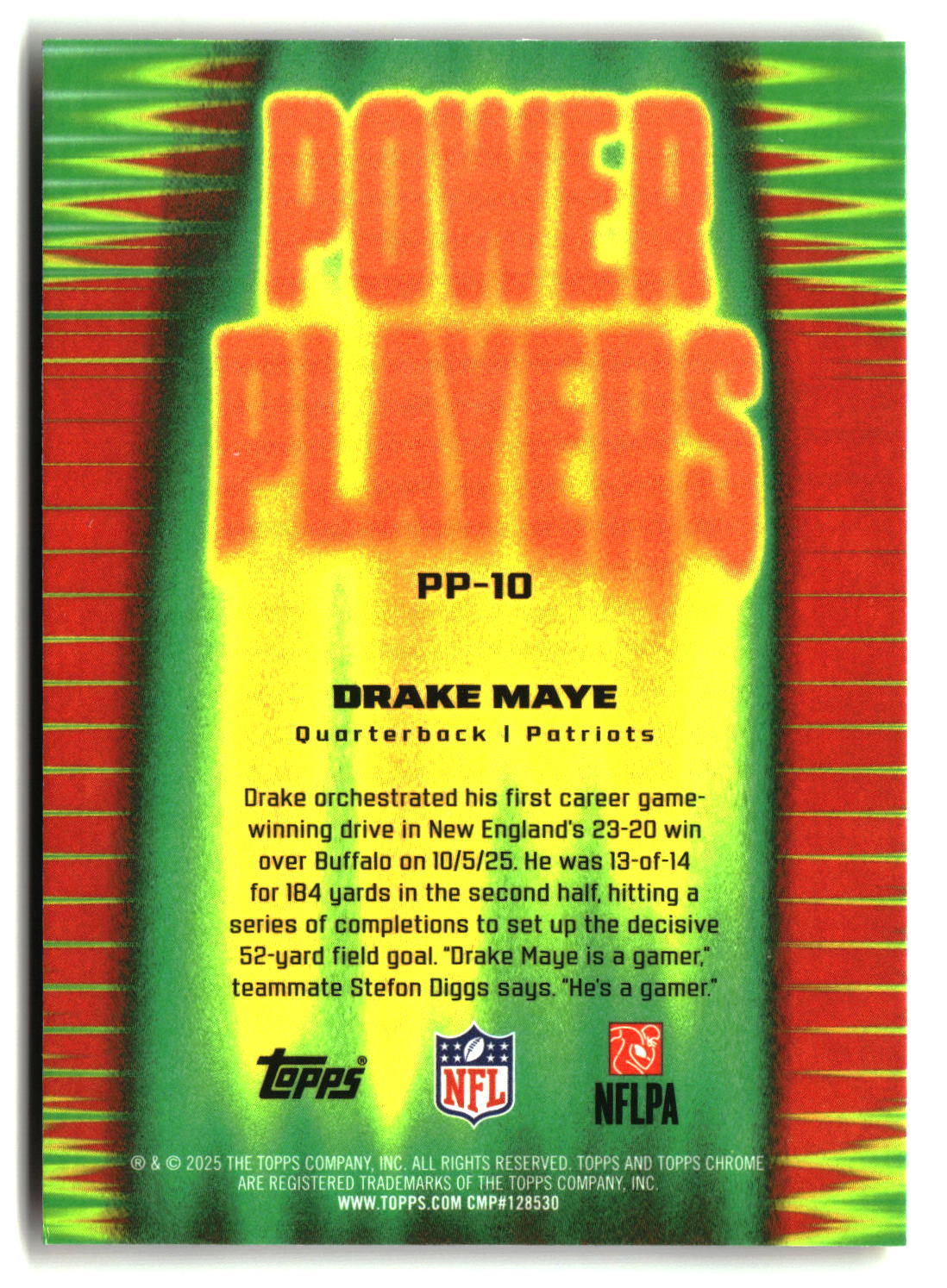 Drake Maye 2025 Topps Chrome Power Players #PP-10