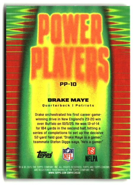 Drake Maye 2025 Topps Chrome Power Players #PP-10