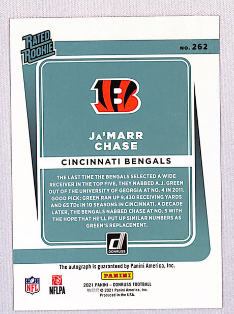 Ja'Marr Chase 2021 Donruss Rated Rookies Autographs Orange #262