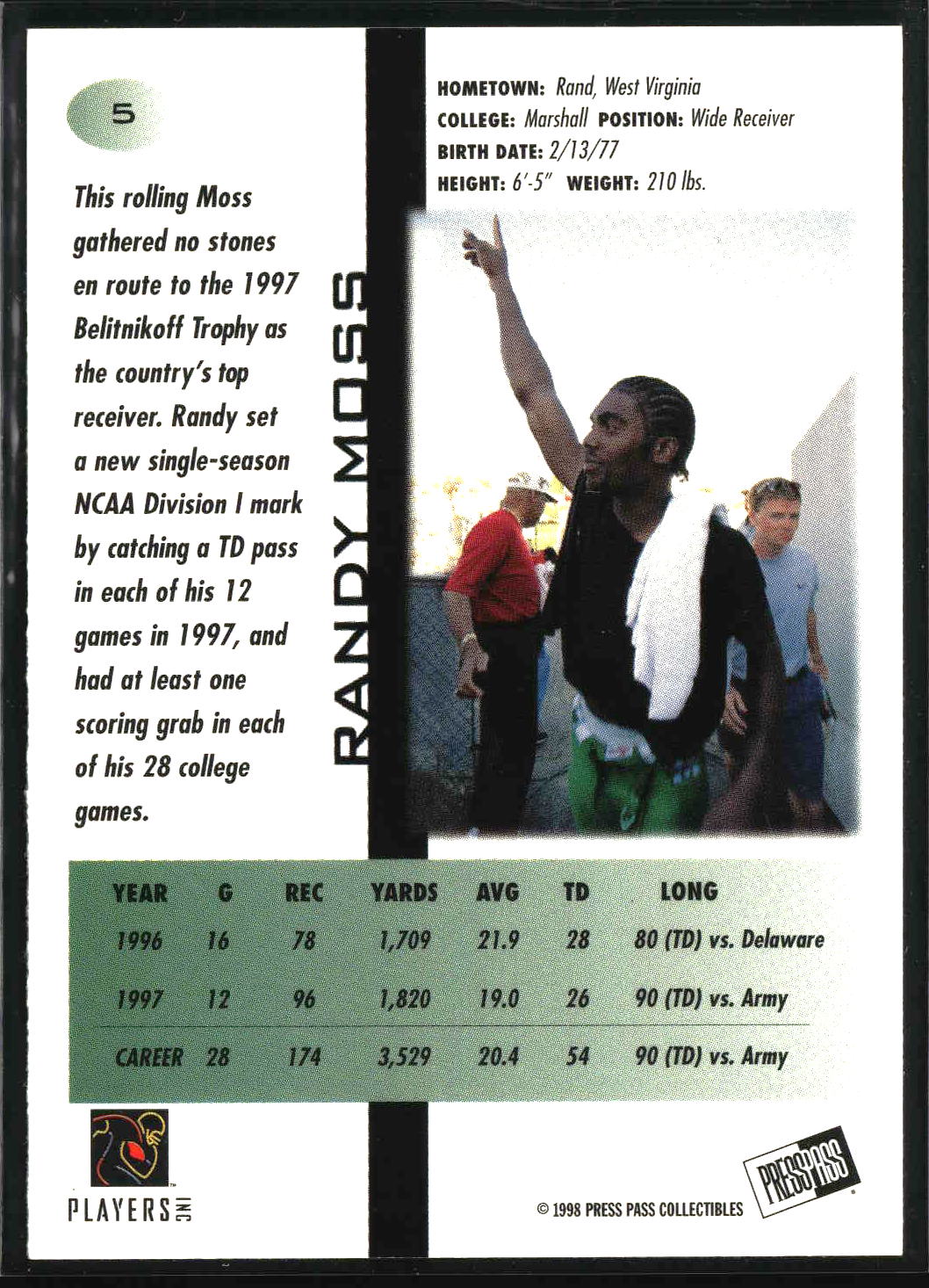 Randy Moss 1998 Press Pass #5