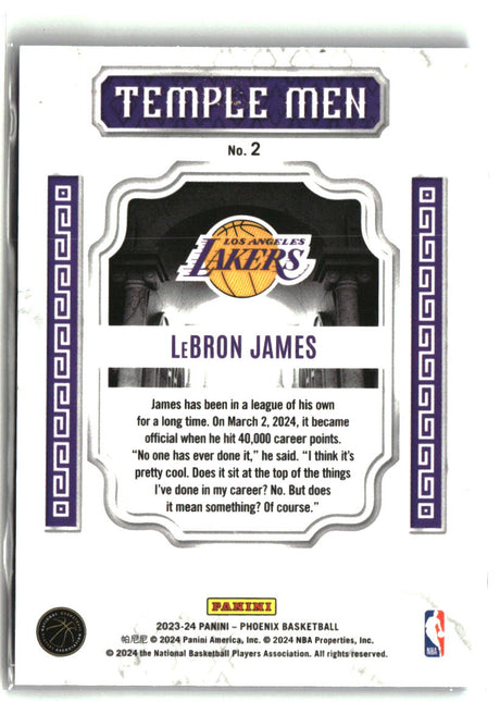 LeBron James 2023-24 Panini Phoenix Temple Men Phoenix Blue Ice #2