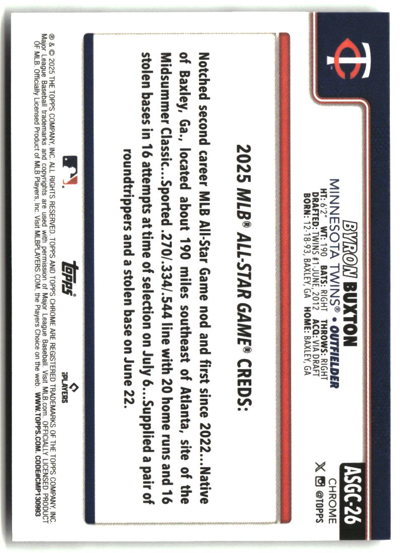 Byron Buxton 2025 Topps Chrome Update 2025 All-Star Game #ASGC-26