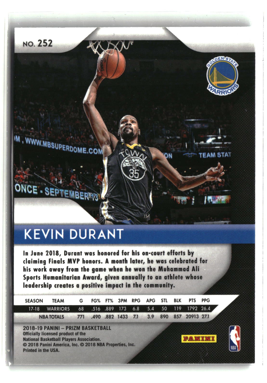 Kevin Durant 2018-19 Panini Prizm #252