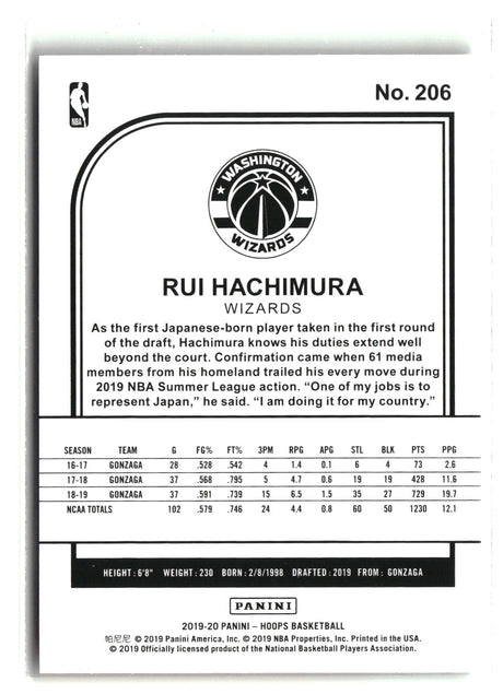 Rui Hachimura 2019-20 Hoops #206