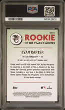 Load image into Gallery viewer, Evan Carter 2024 Bowman Rookie Of The Year Favorites Fave Gold #ROY12 PSA 9
