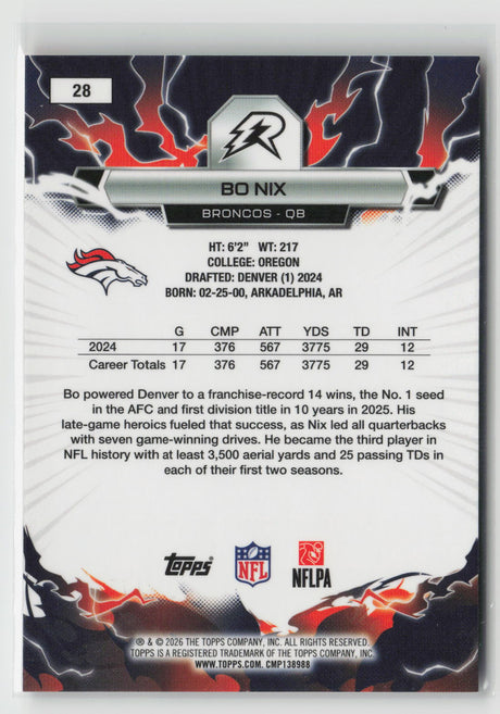 Bo Nix 2025 Topps Resurgence Green Surge Refractor #28