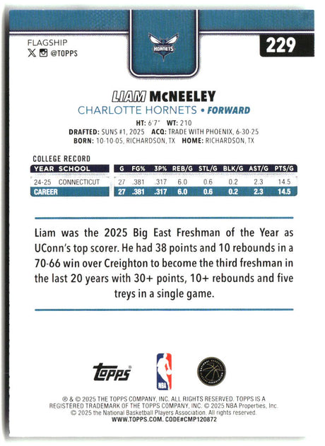 Liam McNeeley 2025-26 Topps #229