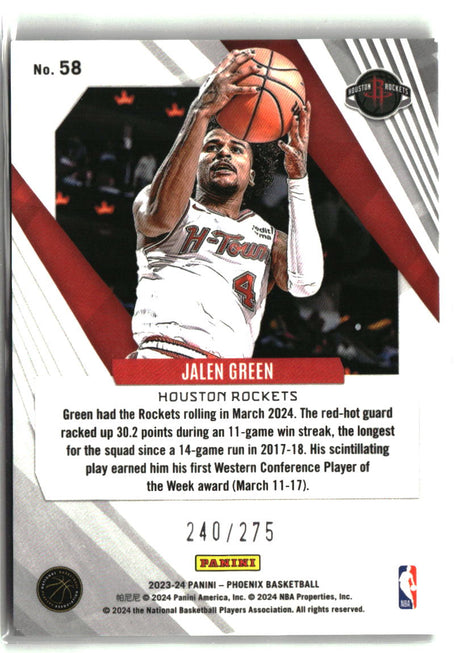 Jalen Green 2023-24 Panini Phoenix Phoenix Maroon Ice #58 #/275