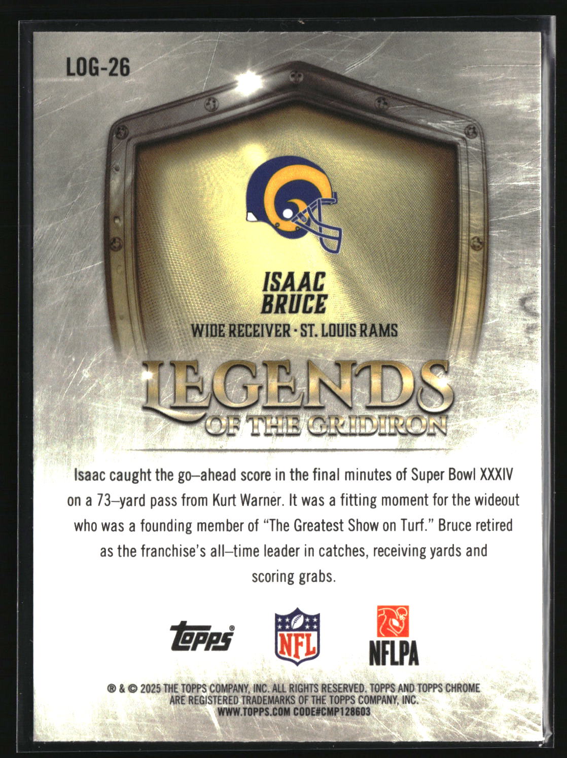 Isaac Bruce 2025 Topps Chrome Legends of the Gridiron #LOG-26