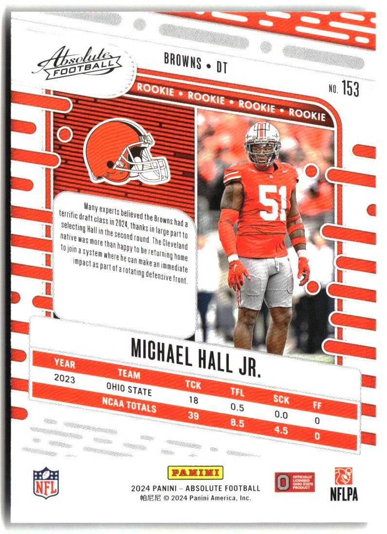 Michael Hall Jr. 2024 Panini Absolute Blue #153