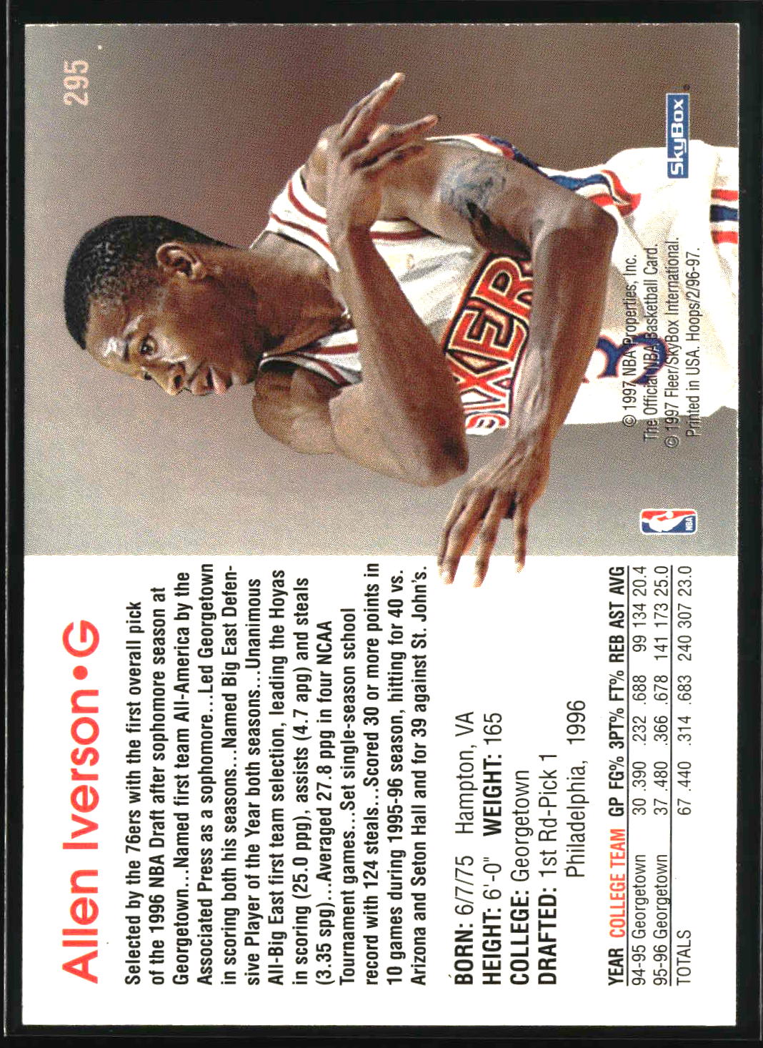 Allen Iverson 1996-97 Hoops #295