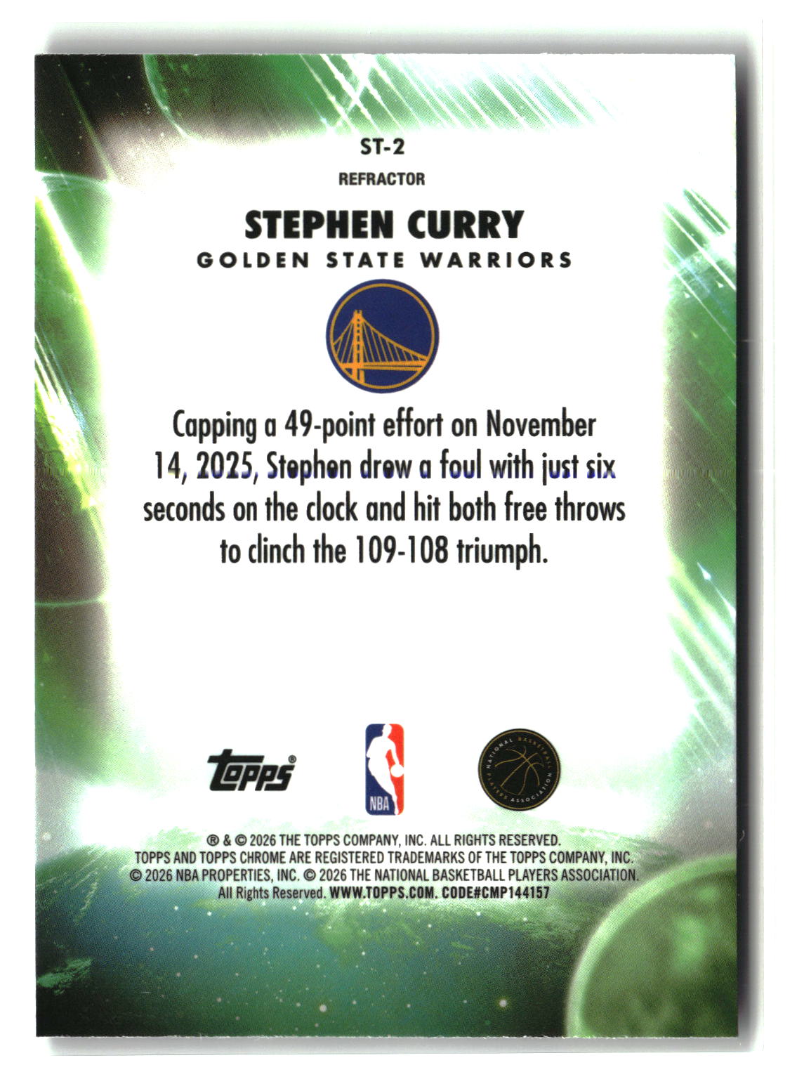 Stephen Curry 2025-26 Topps Chrome Update Stratospheric Stars Refractor #ST-2