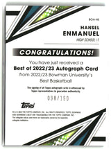Hansel Enmanuel 2022-23 Bowman U Best of 2022 Autographs Blue #BOA-HE #/150
