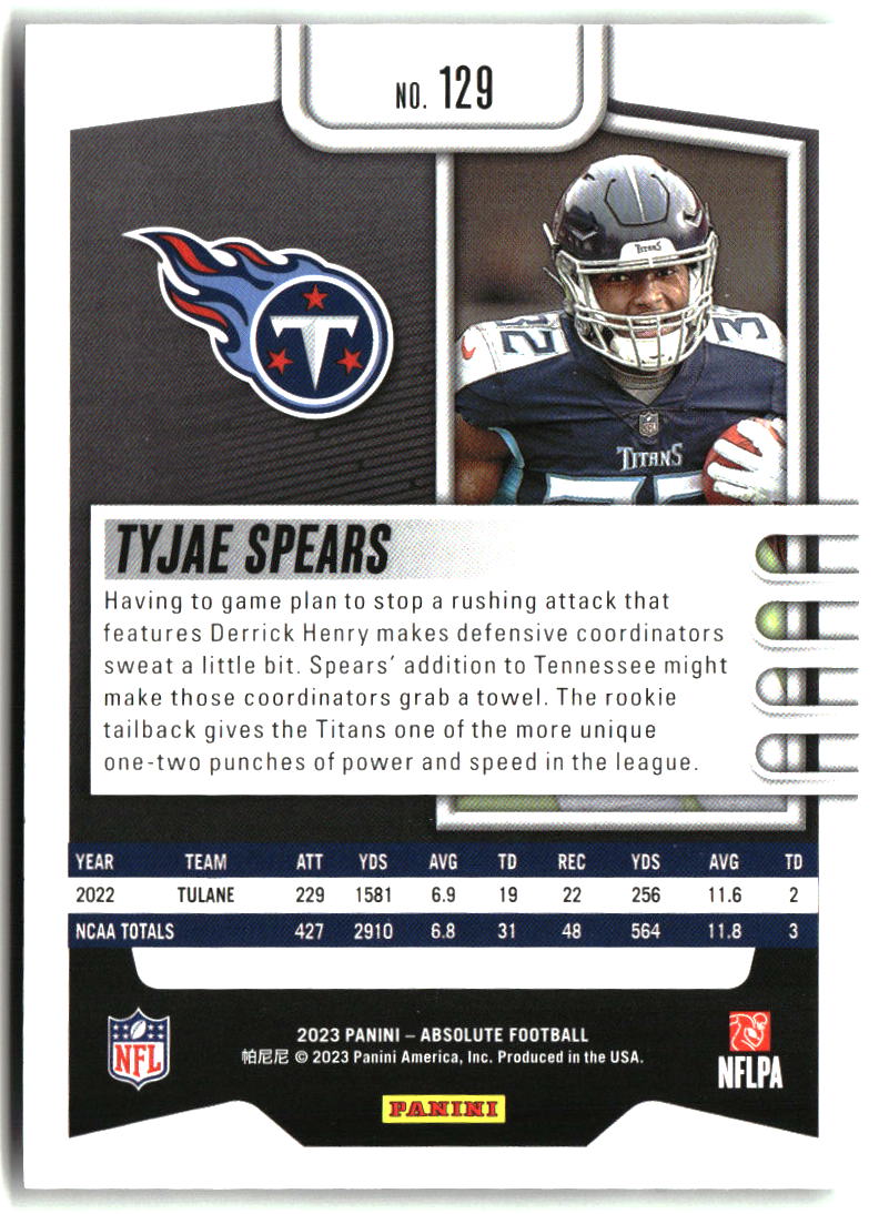 Tyjae Spears 2023 Panini Absolute Retail #129