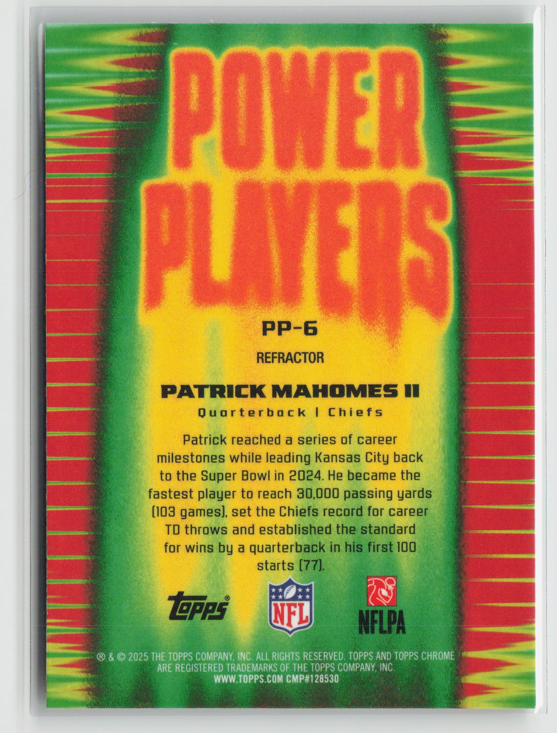 Patrick Mahomes II 2025 Topps Chrome Power Players Refractor #PP-6