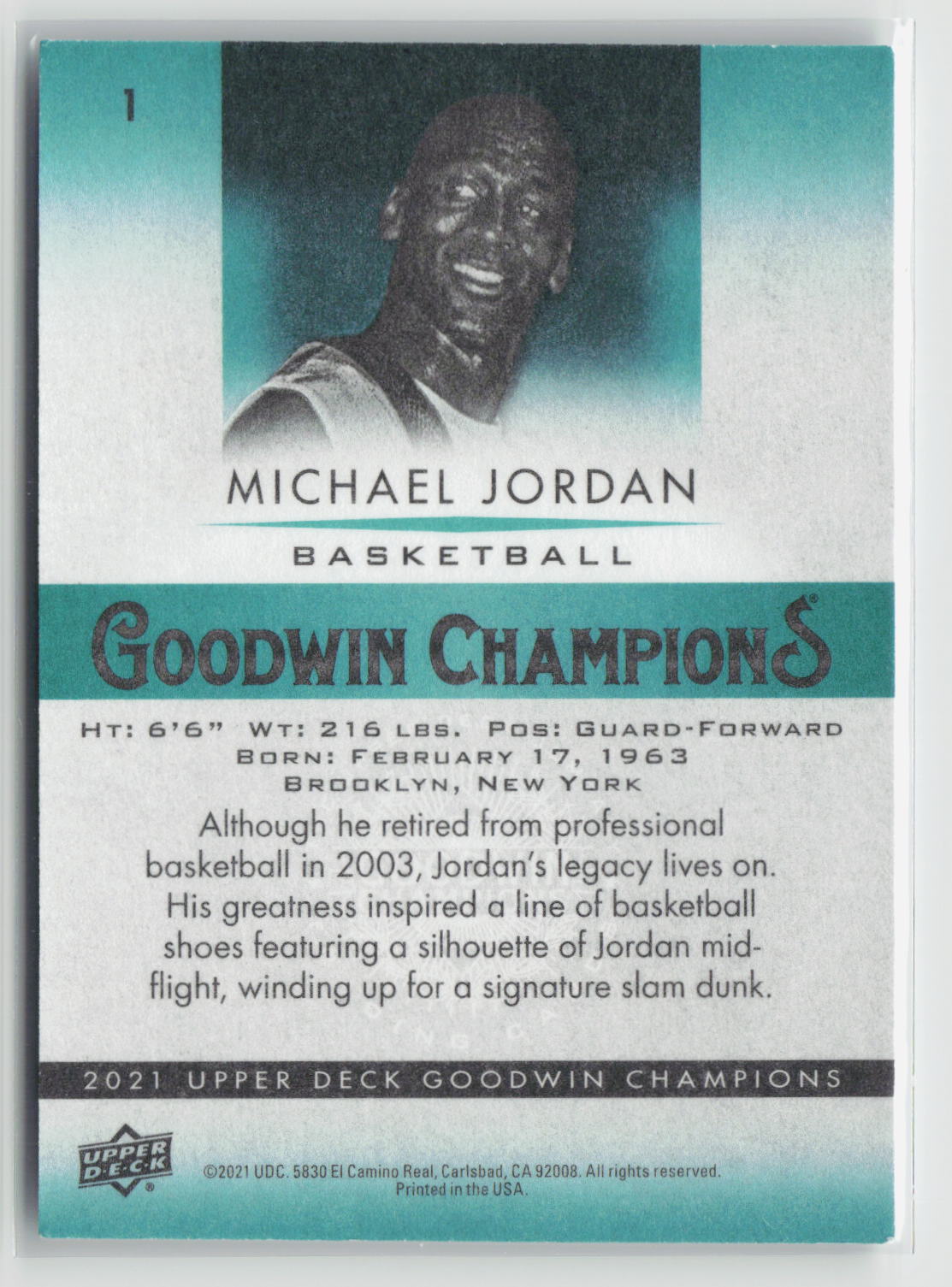 Michael Jordan 2021 Upper Deck Goodwin Champions #1