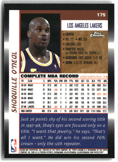 Shaquille O'Neal 1998-99 Topps Chrome #175