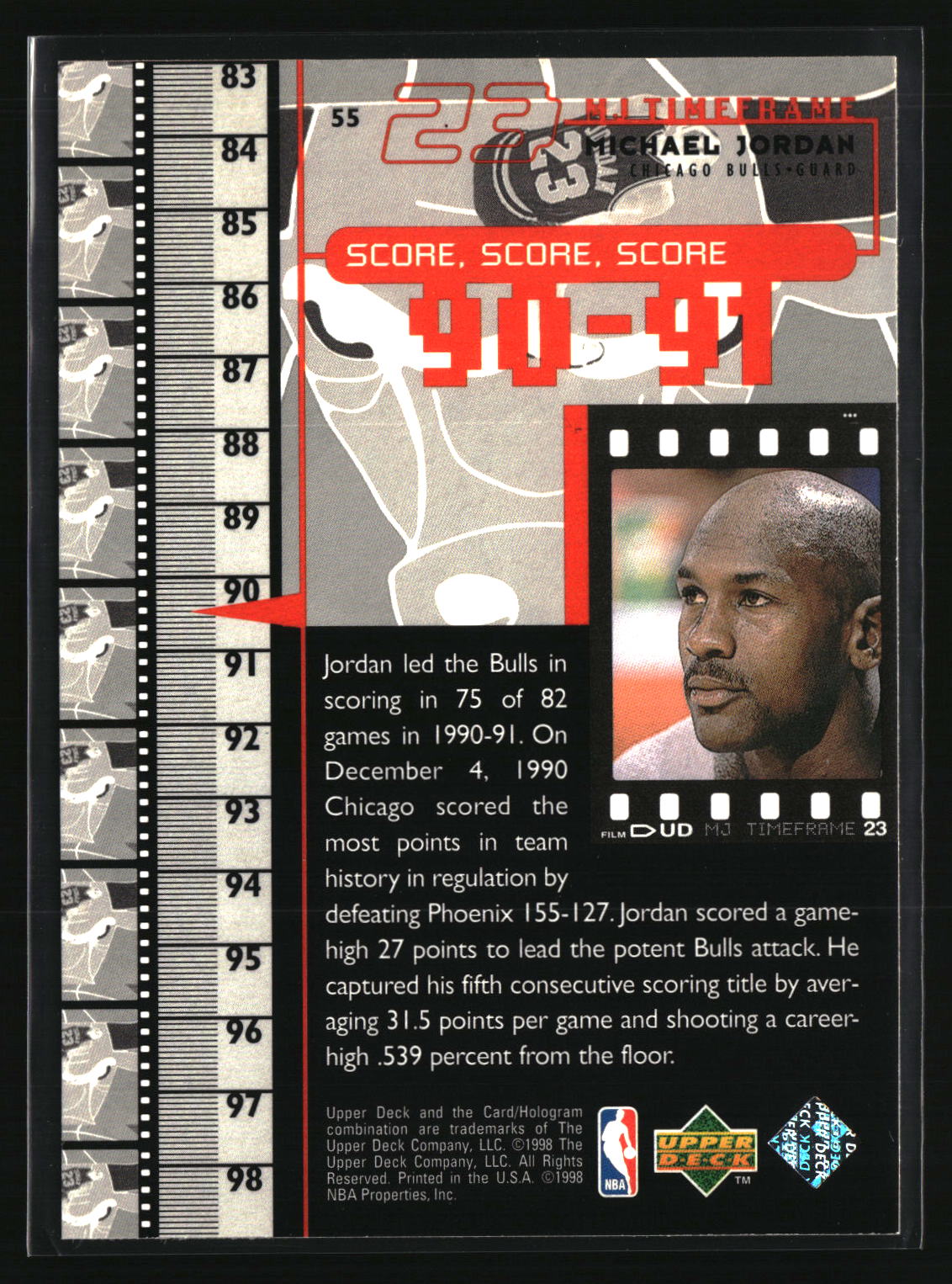 Michael Jordan 1998 Upper Deck Michael Jordan Living Legend #55