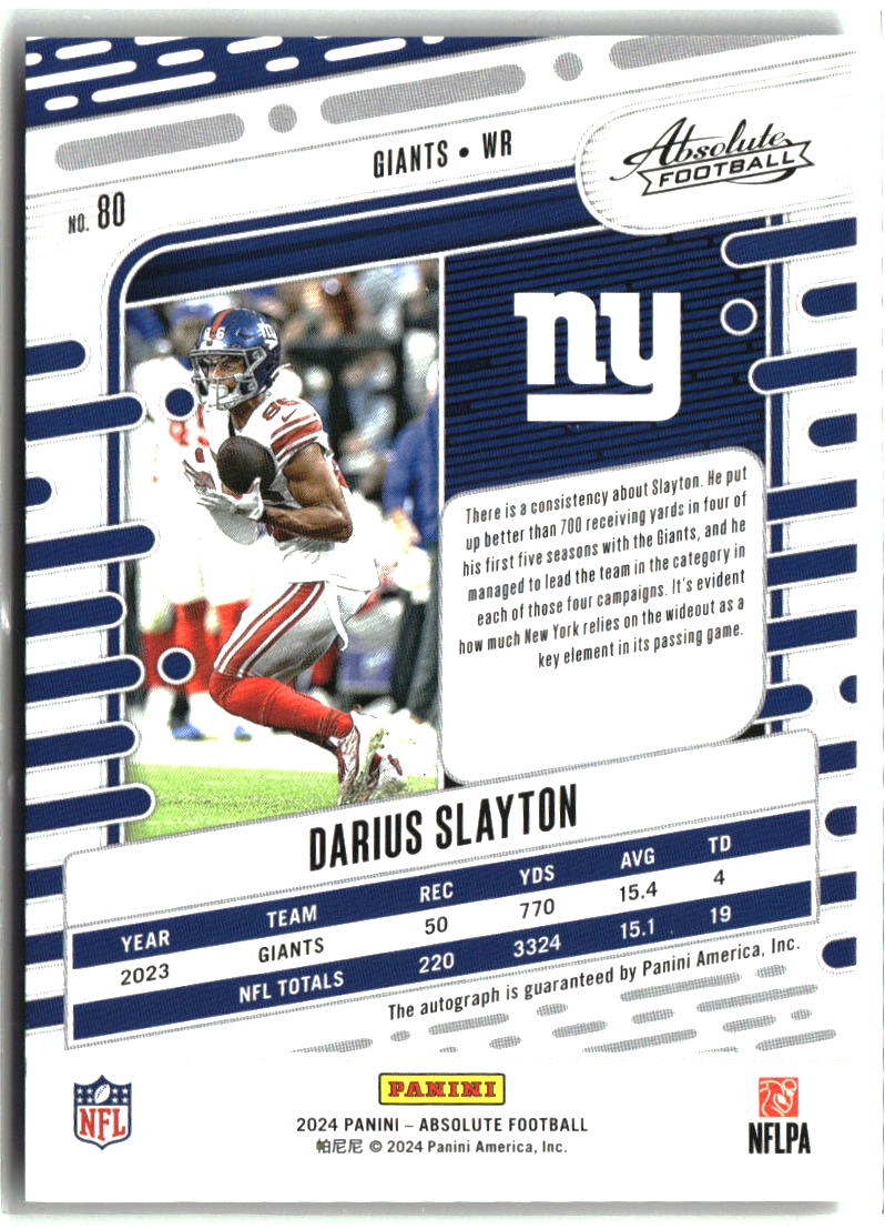 Darius Slayton 2024 Panini Absolute Base Signatures #80