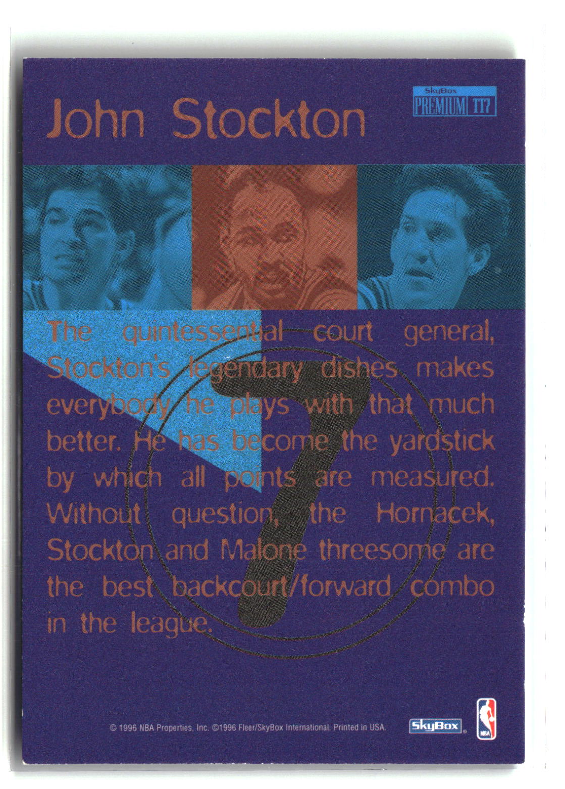 John Stockton 1996-97 SkyBox Premium Triple Threats #TT7