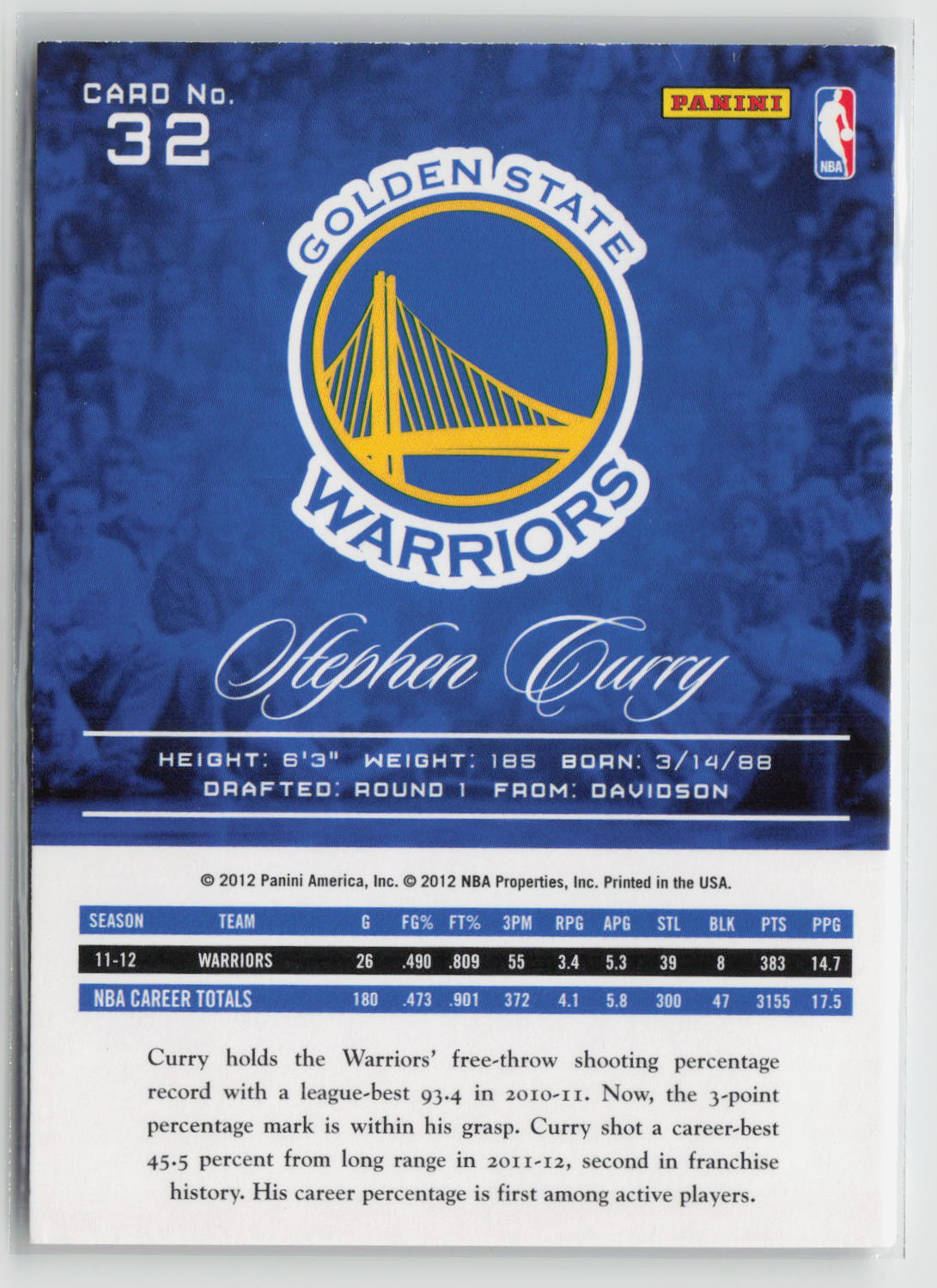 Stephen Curry 2012-13 Panini Prestige #32