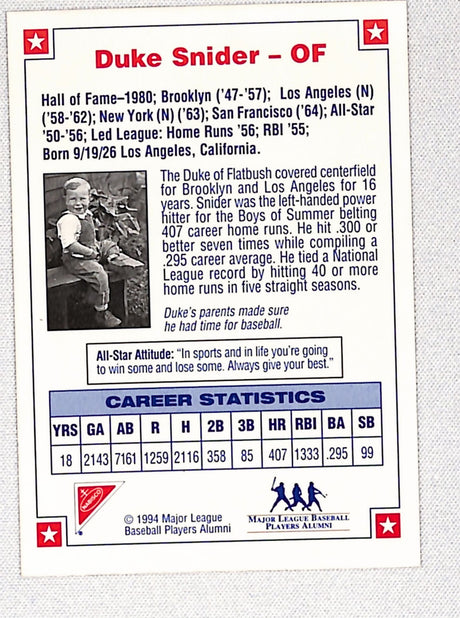 Duke Snider 1994 Nabisco All-Star Legends Autographs #NNO