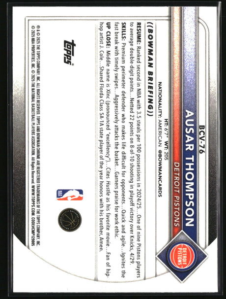 Ausar Thompson 2025-26 Bowman Chrome Reptilian Refractor #BCV-76