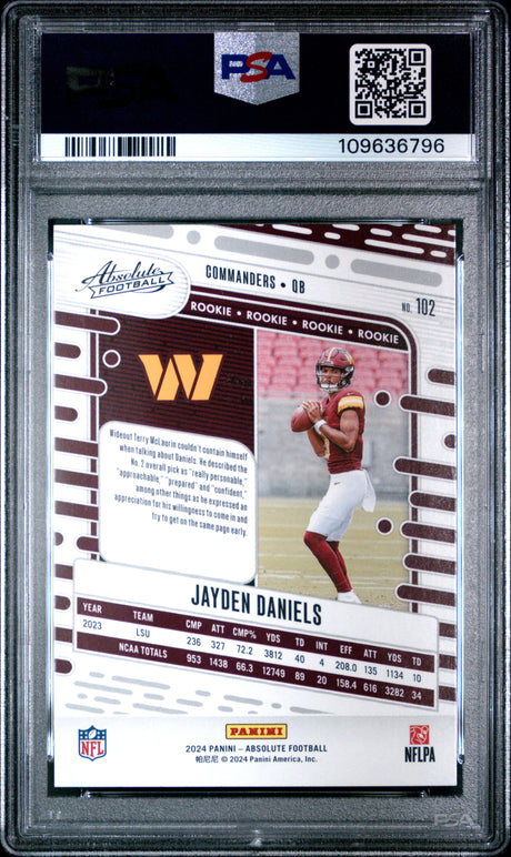 Jayden Daniels 2024 Panini Absolute Blue #102 PSA 10