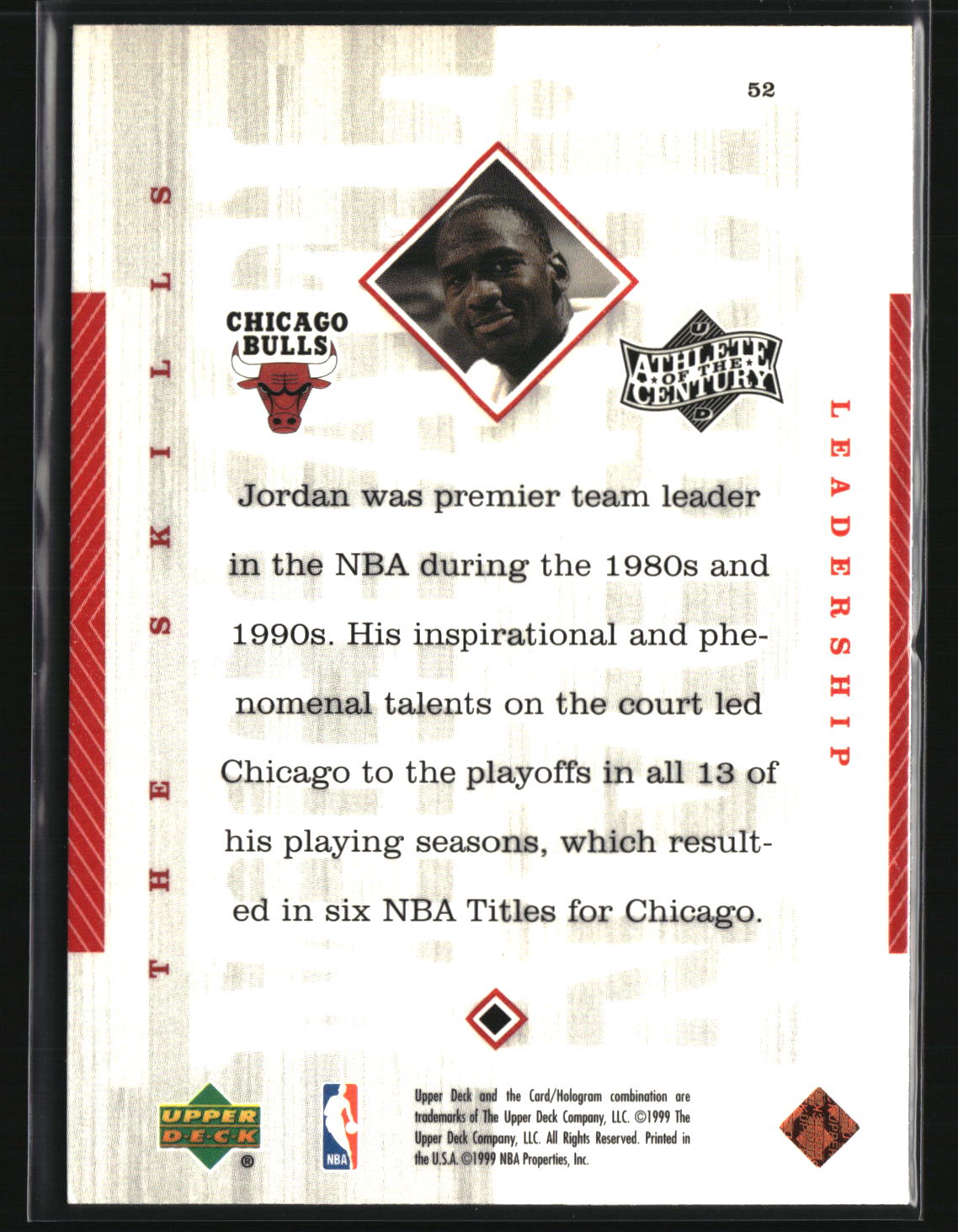 Michael Jordan 1999 Upper Deck Michael Jordan Athlete of the Century #52