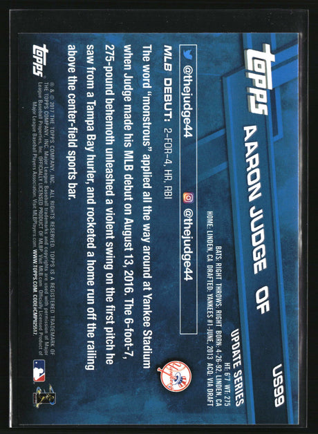 Aaron Judge 2017 Topps Update #US99