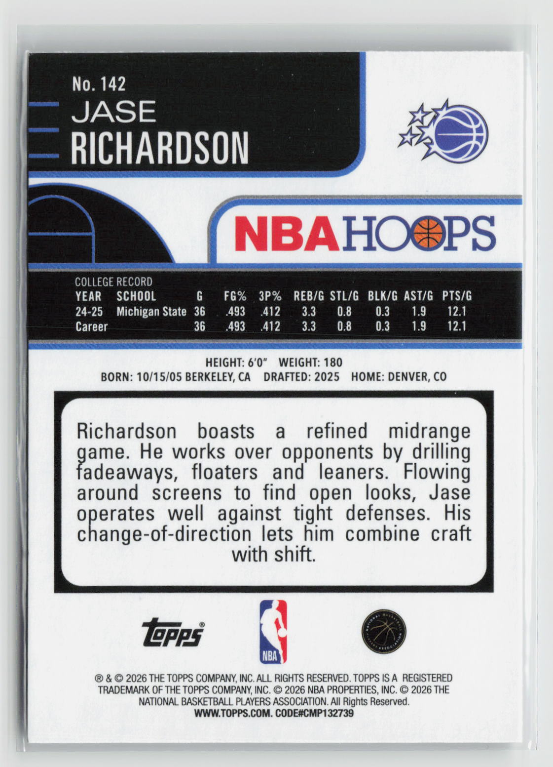 Jase Richardson 2025-26 Hoops #142