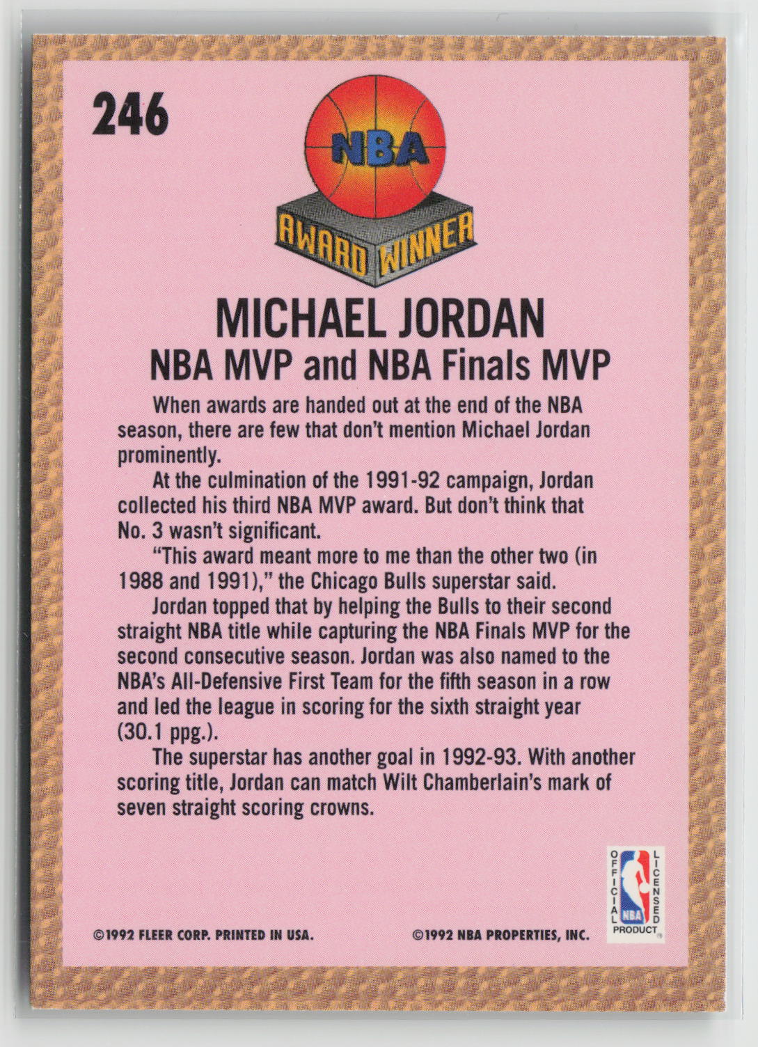 Michael Jordan 1992-93 Fleer #246