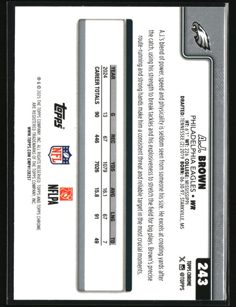 A.J. Brown 2025 Topps Chrome Ray Wave Refractor #243