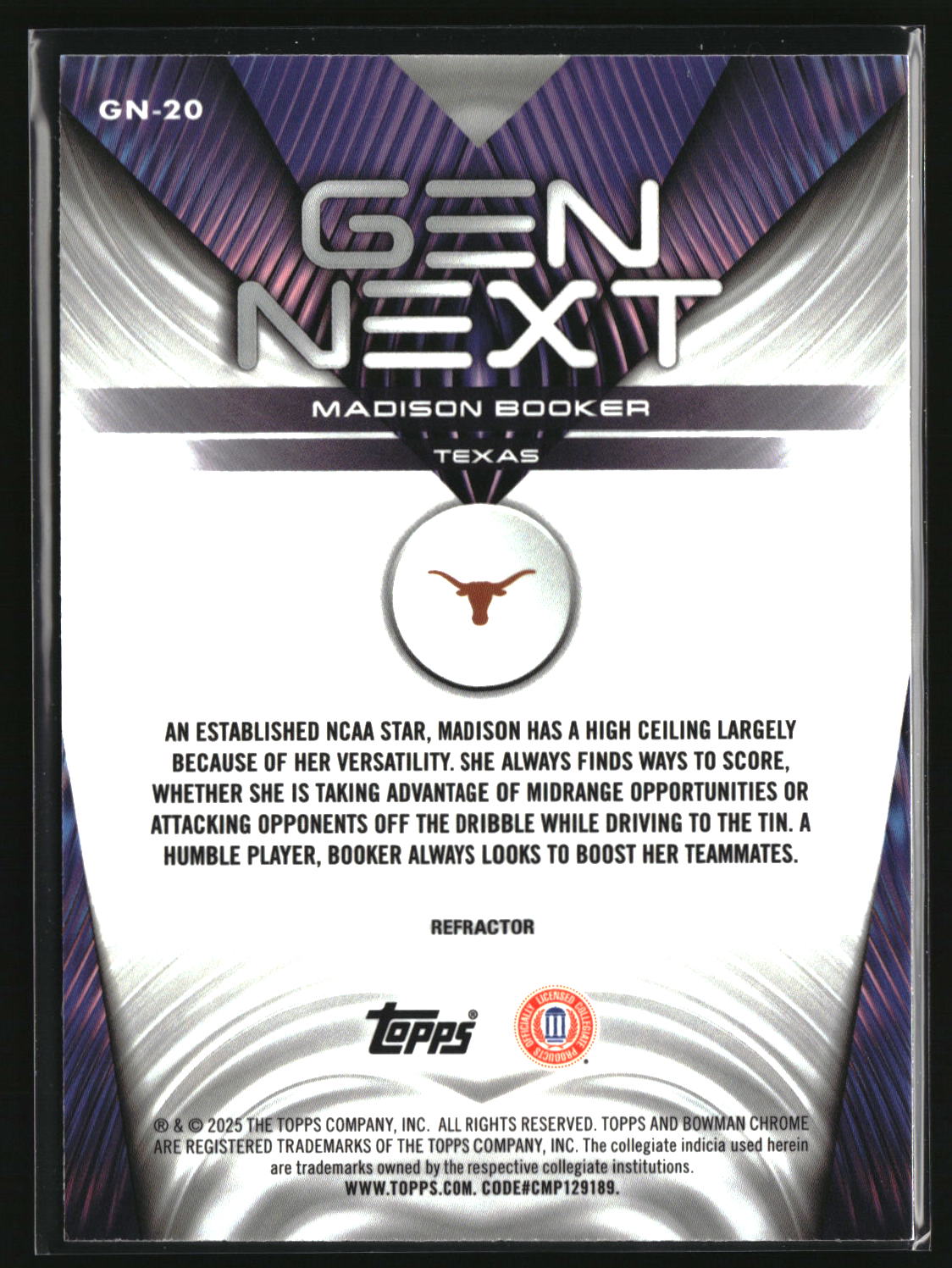 Madison Booker 2025-26 Bowman Gen Next Refractor #GN-20